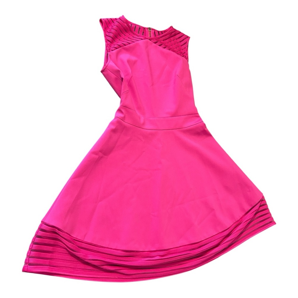 Ted Baker London Eleese Fit & Flare High Neck Skater Dress Mesh Panels - Picture 5 of 13